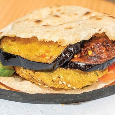 Falafel Sandwich with Pickled Eggplant
