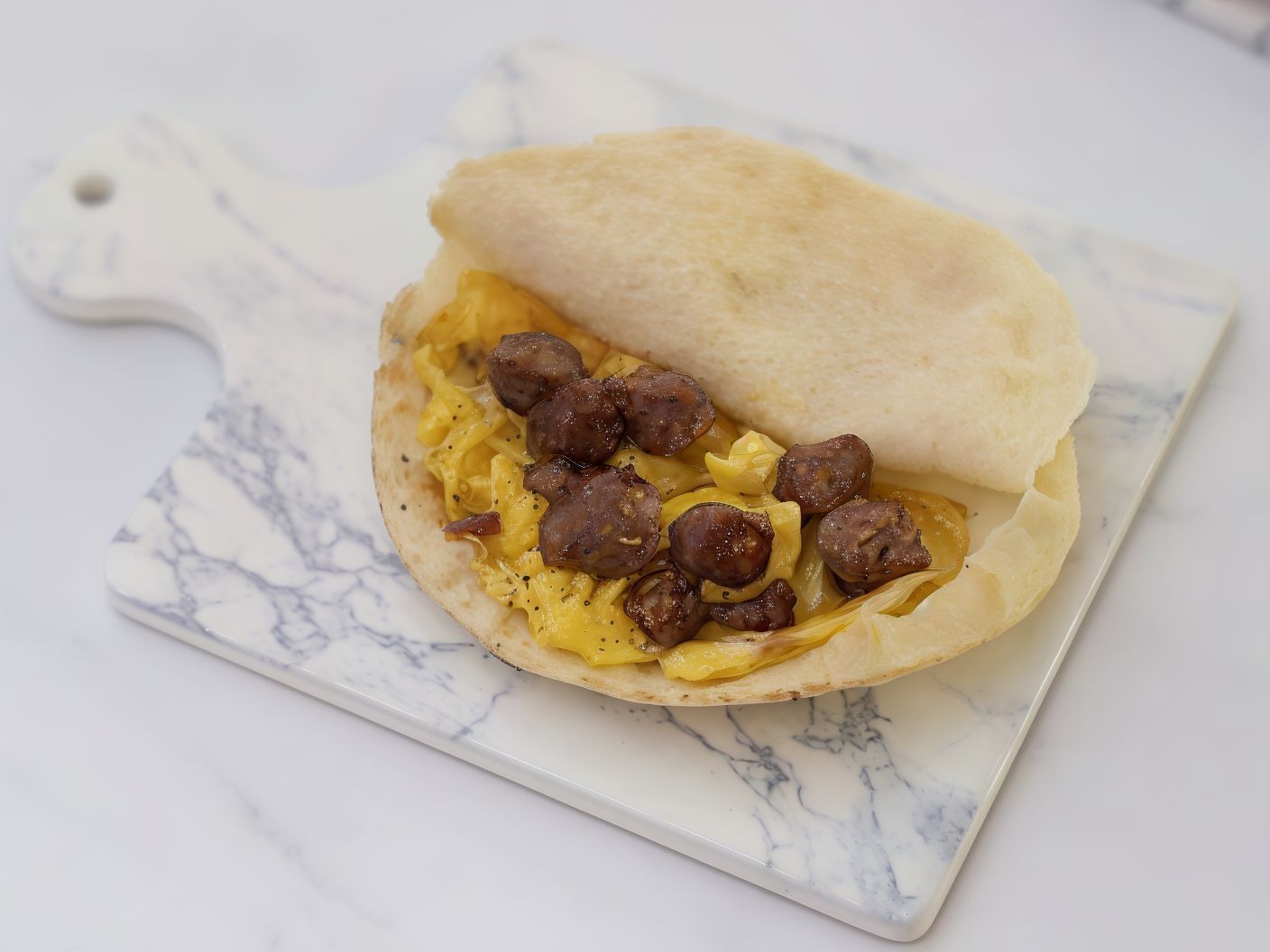 Eggs With Oriental Sausage Sandwich