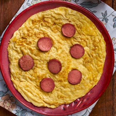 Omelette With Hot Dog Sandwhich