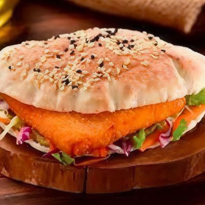 Fried cheese sandwich with tomato