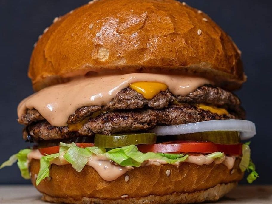 Burger And Omelette With Cheese And Fries Offer