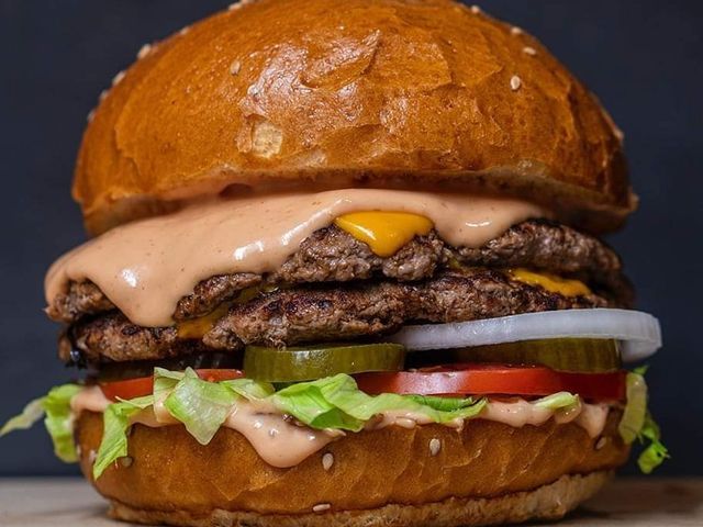 Burger And Omelette With Cheese And Fries Offer