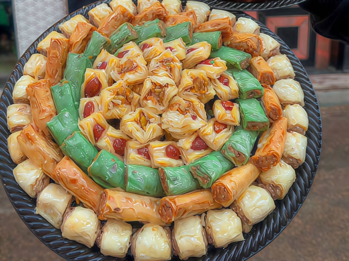 Mix Baklava With Nuts Plate