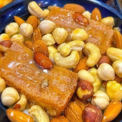 Kunafa Rice + Basbousa And Nuts