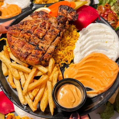 Quarter charcoal grilled chicken breast