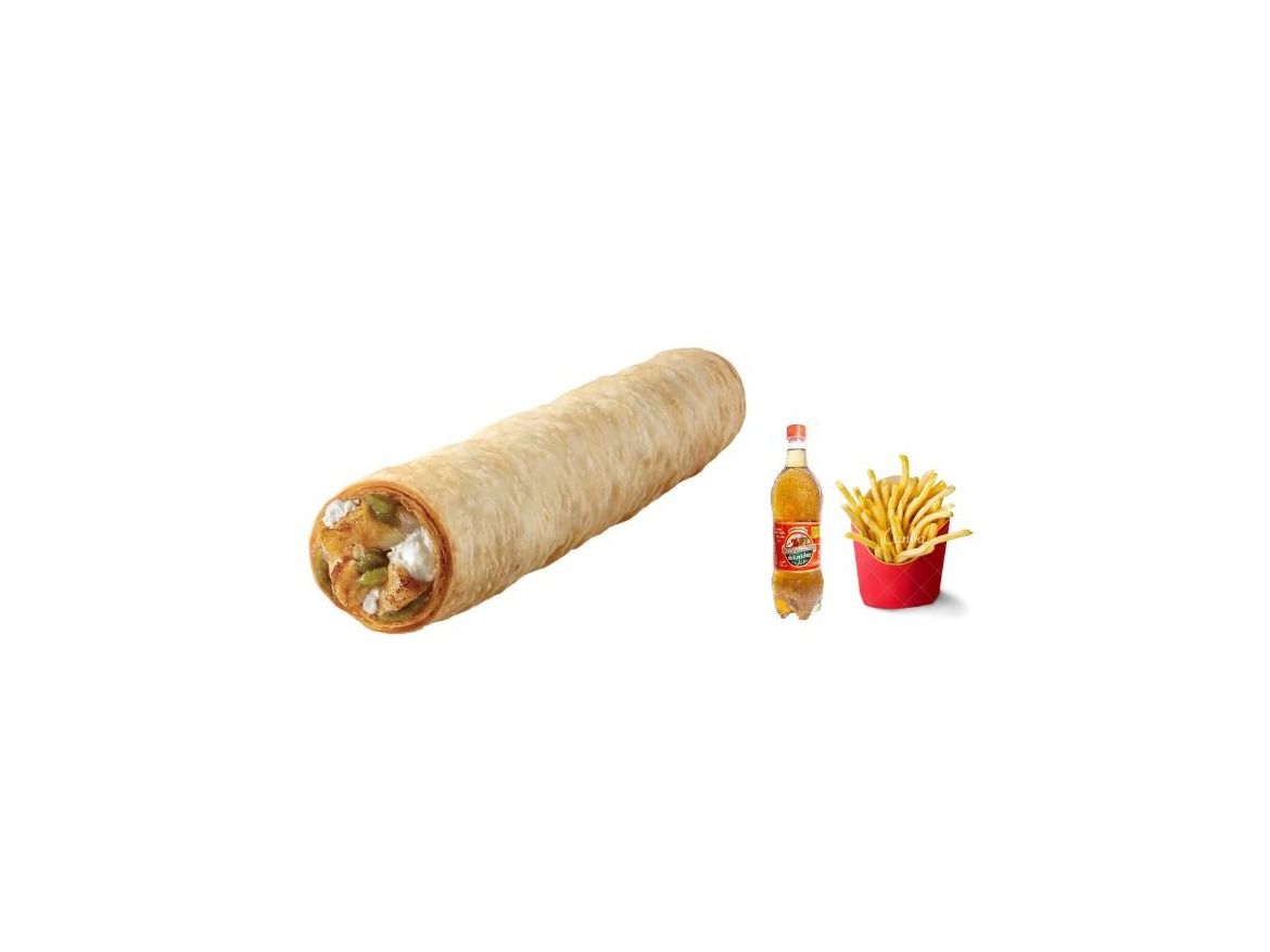 Shish Tawook Saroukh Roll 200 Grams With Fries And Soda