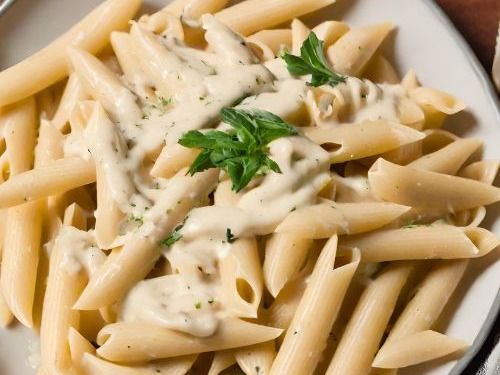 Vegetarian Penne Alfredo Fasting Pasta