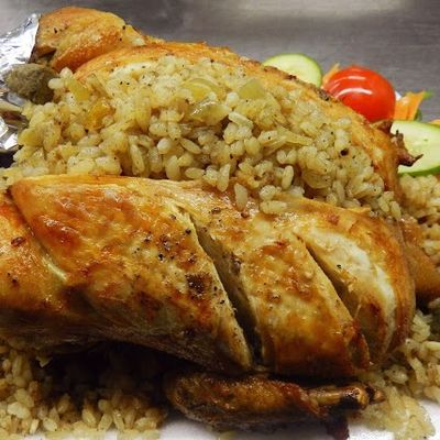 Whole stuffed chicken
