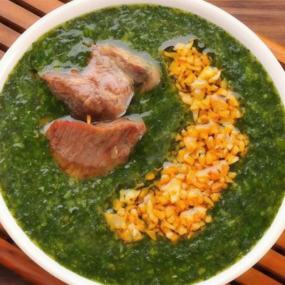 Molokhia with Kunduz meat cubes casserole