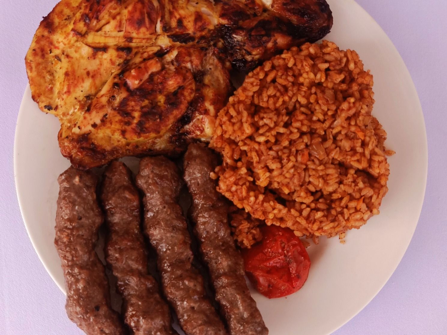 Quarter chicken and quarter kofta meal
