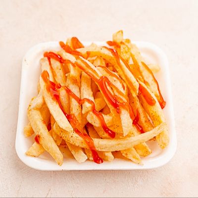 fingers with ketchup plate