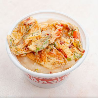 Mashed omelette egg box