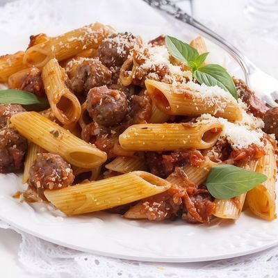 Sausage pasta with cheese