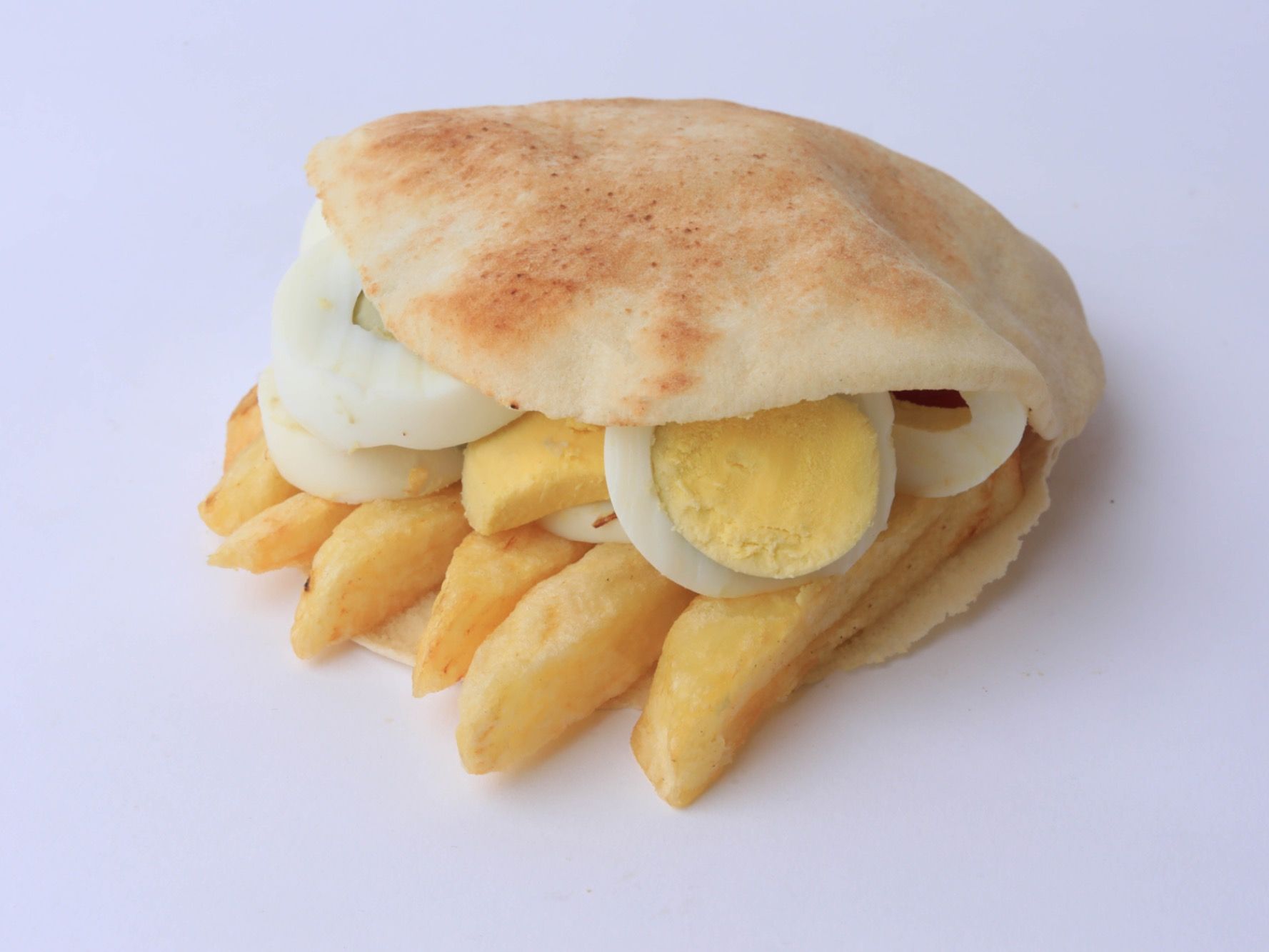 French Fries With Boiled Eggs Sandwich