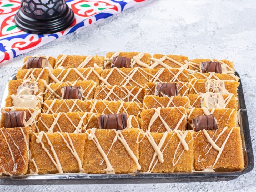 Kunafa Pieces With Kinder Bueno Spread