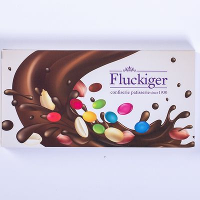Milk chocolate bar with M&Ms and peanuts