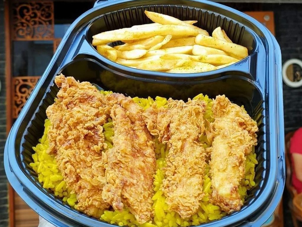 Strips Meal With Fries And Spiced Rice