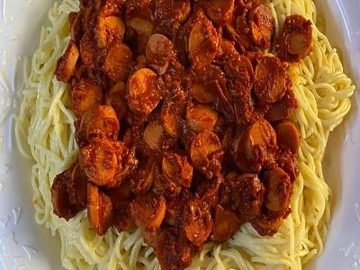 Spaghetti Pasta With Oriental Sausage