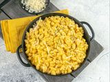 Mac cheese casserole with yellow sauce