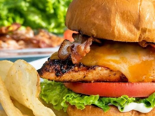Chicken Burger Sandwich Stuffed Cheese Chicken Round Pane