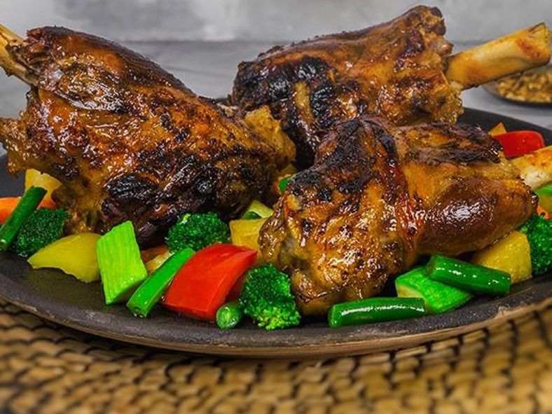 Grilled Lamb Shank On Charcoal
