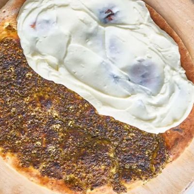 Half labneh, half thyme Manoushe