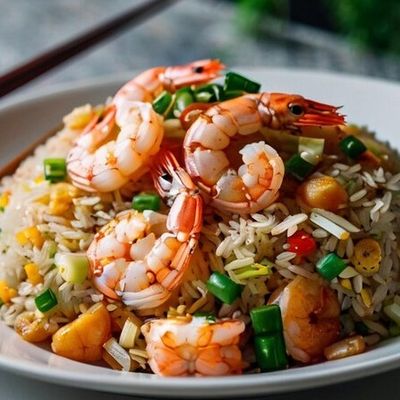 أرز مقلي بالجمبري