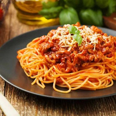 Pasta with sauce and cheese