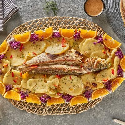 سمك بحر قشدي بالبطاطس الكريمي