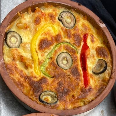 Liver Mozzarella pottery casserole