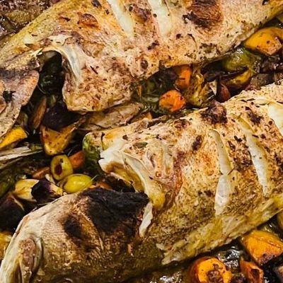 هامور مشوي بالزيت والليمون