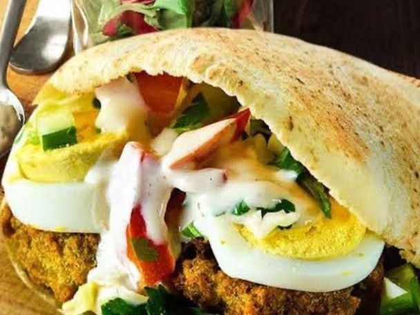 Boiled Eggs Falafel Sandwich