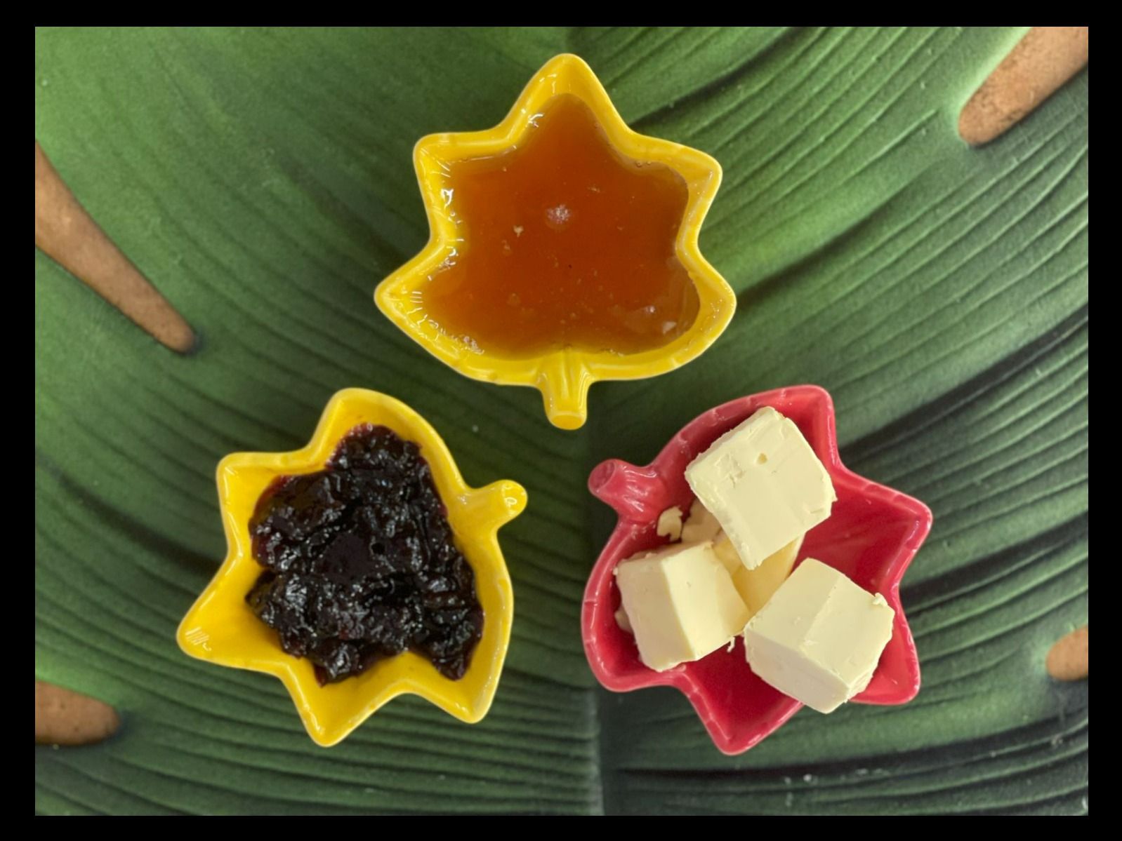 Bread Additions - Butter, Strawberry Jam And Honey