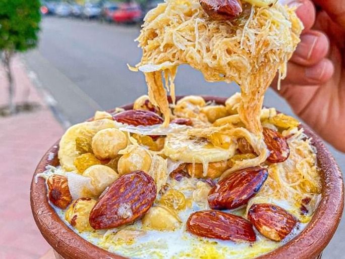 Kunafa Casserole With Milk And Nuts
