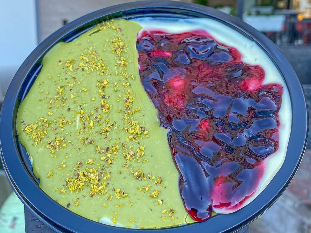 Milk Rice Brulee Blueberry & Pistachio