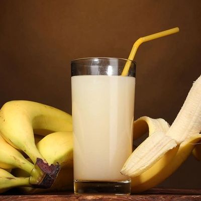 fresh banana with milk juice