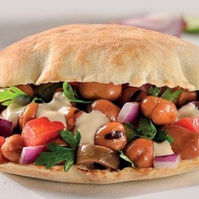 Foul with baladi salad sandwich