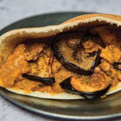 Foul with Eggplant Sandwich