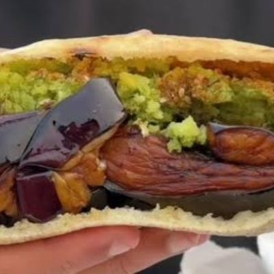 Taamia with eggplant sandwich