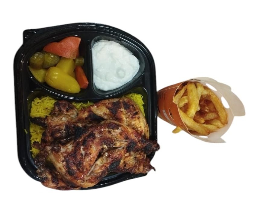Whole Charcoaled Chicken With Basmati Rice