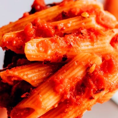 Seafood pasta with red sauce