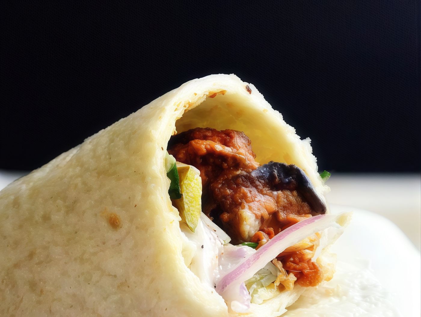 Shish tawook sandwich with saj bread