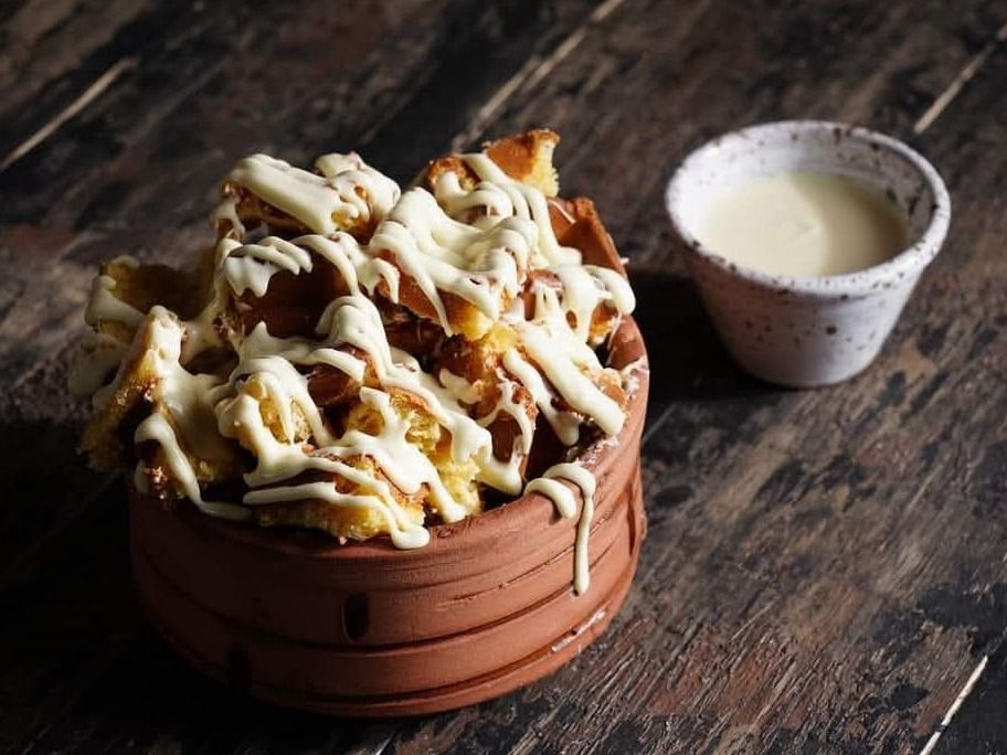 White Chocolate Waffle Casserole