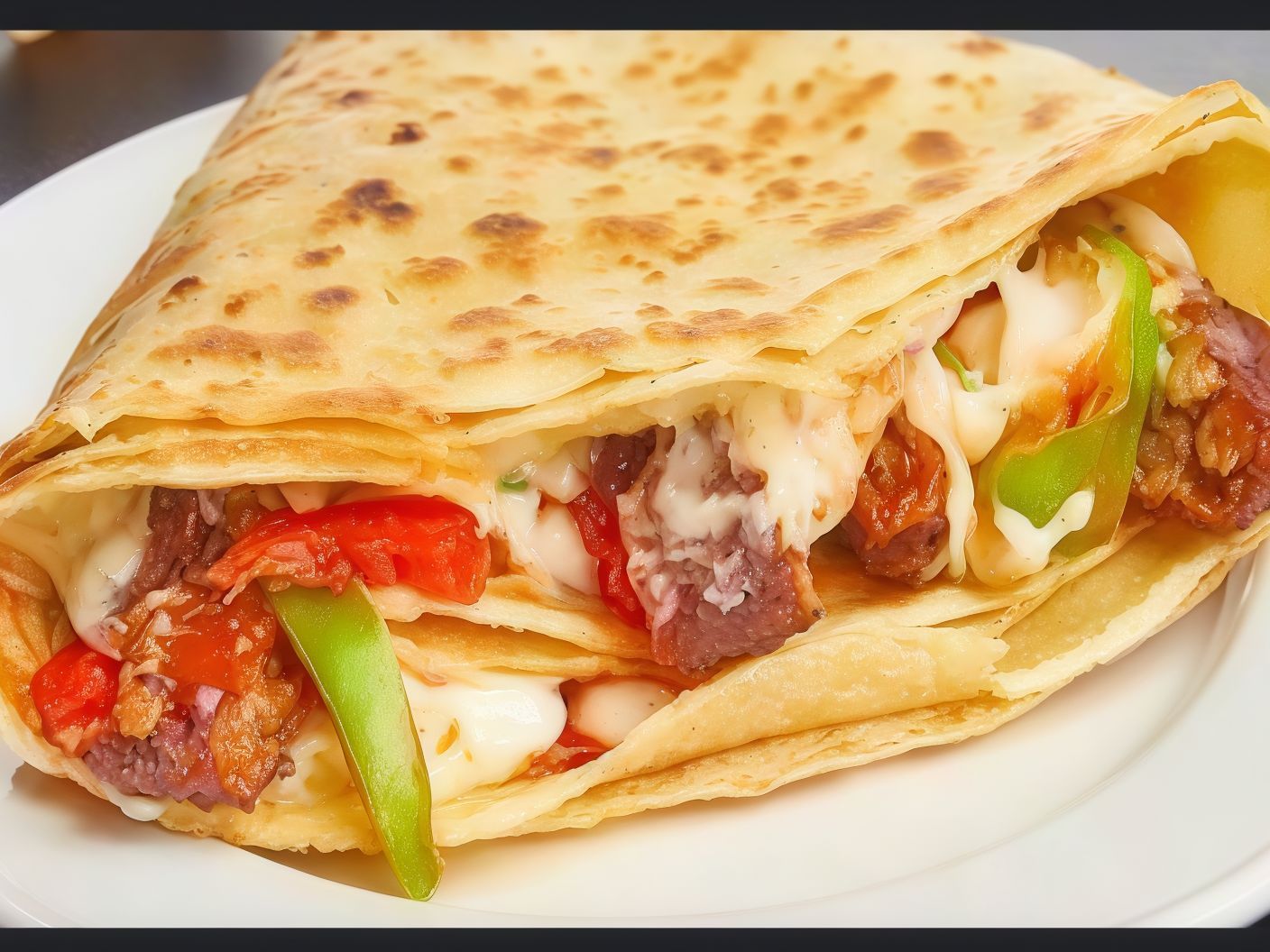 Pastrami crepe with mixed cheese