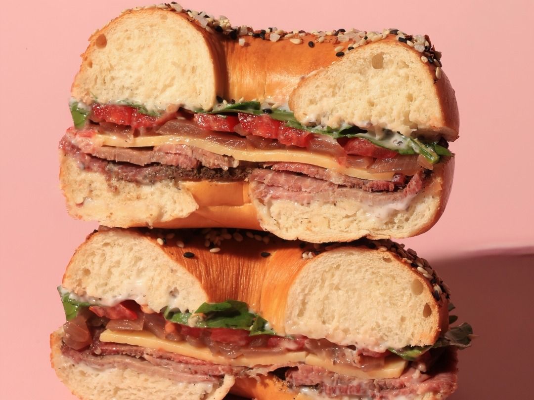 Truffle Onion Jam Roast Beef Bagel