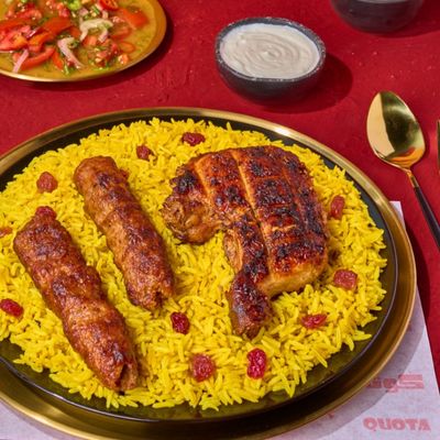 Quarter Grilled Chicken Meal + Kofta + Rice + Salad + Bread
