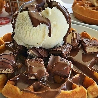 Nutella with kinder chocolate waffle