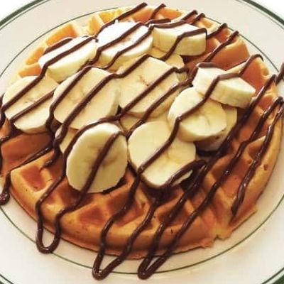 Nutella with banana pieces waffle