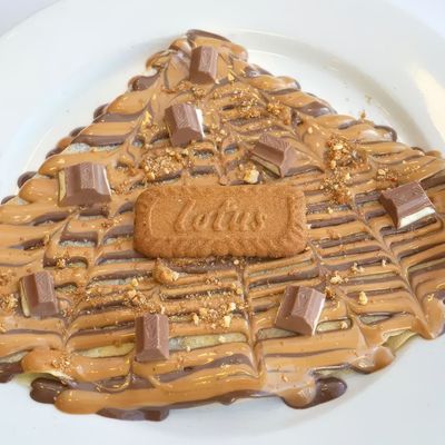 half Nutella and half Lotus Crepe