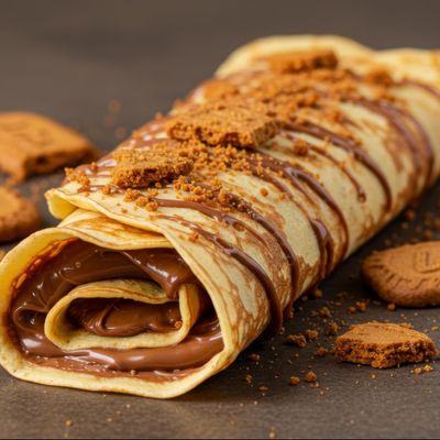 Nutella with lotus biscuits crepe
